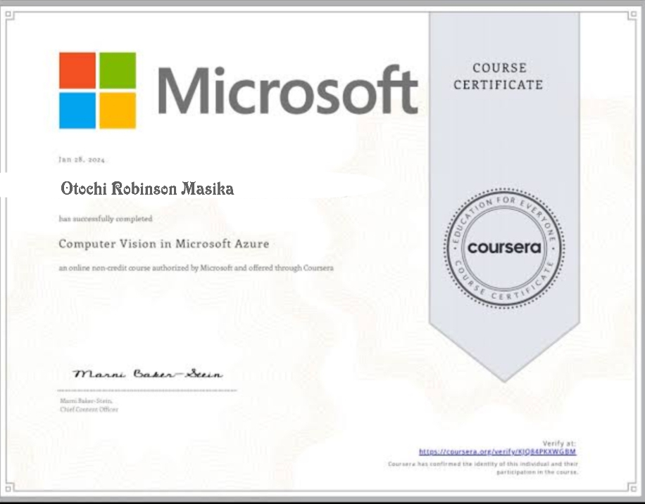 Computer Vision Azure Certificate